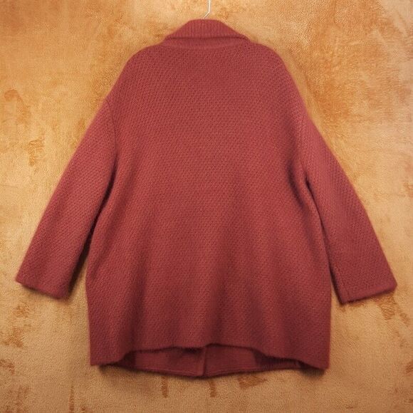 360 SWEATER Womens Small Brick Sweatercoat Chunky Oversized Wool Racoon Coatigan - Picture 4 of 9